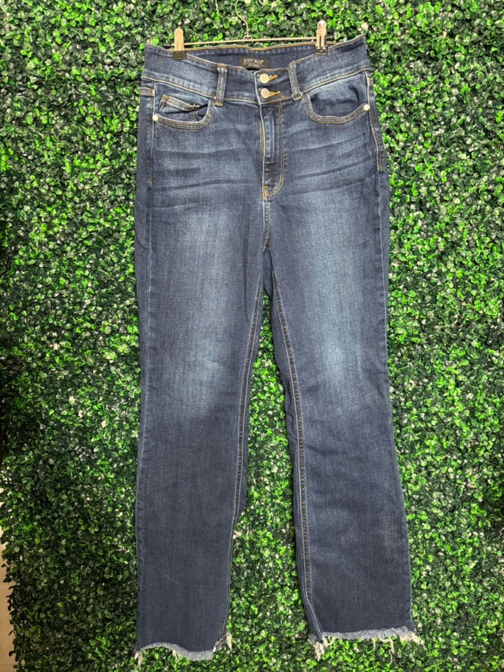 Judy Blue Dark Indigo Bootcut Jeans with Raw Hem